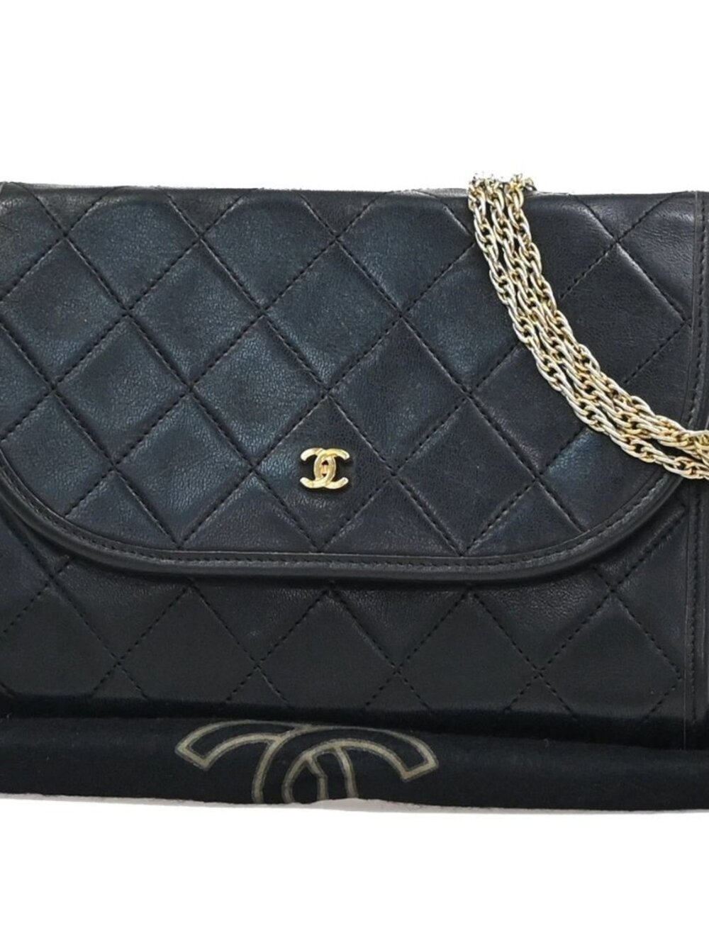 CHANEL CC Logo Mini Matelasse Chain Shoulder Bag Leather Black GHW 667RF904